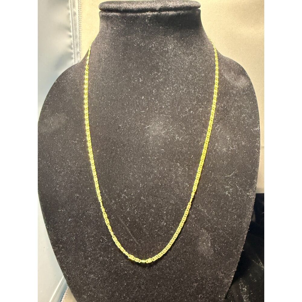 Vintage Trifari 24" Gold Tone Greek Key Chain Necklace Meander Link Geometric